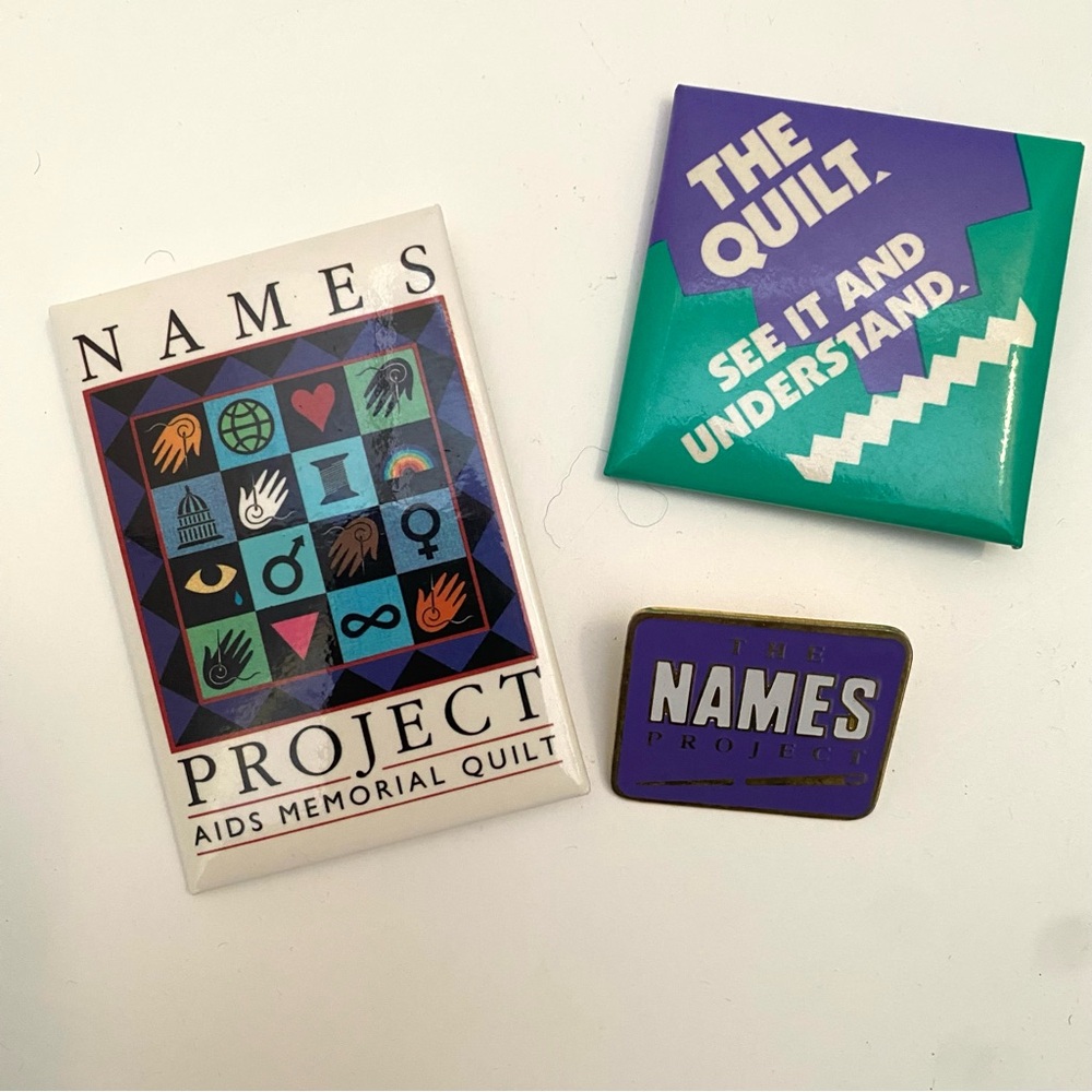 Vintage Gay Interest Memorial AIDS Quilt Pin Back Badge Collection